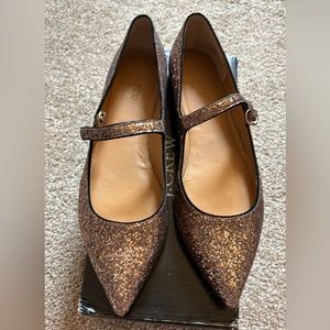 J crew factory bronze glitter flats